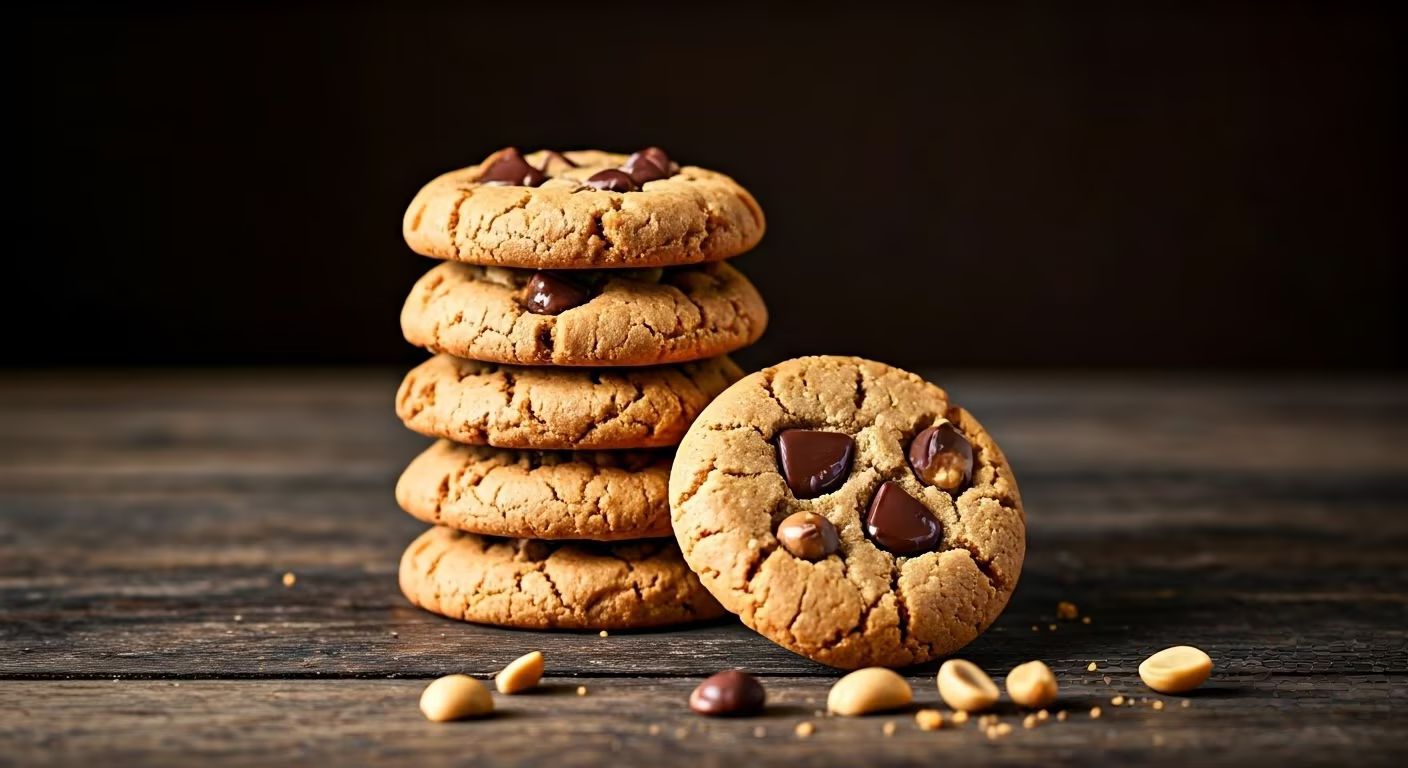 Crunchy Peanut Butter Chocolate Chip Cookies recipe - American medium difficulty in Baking category