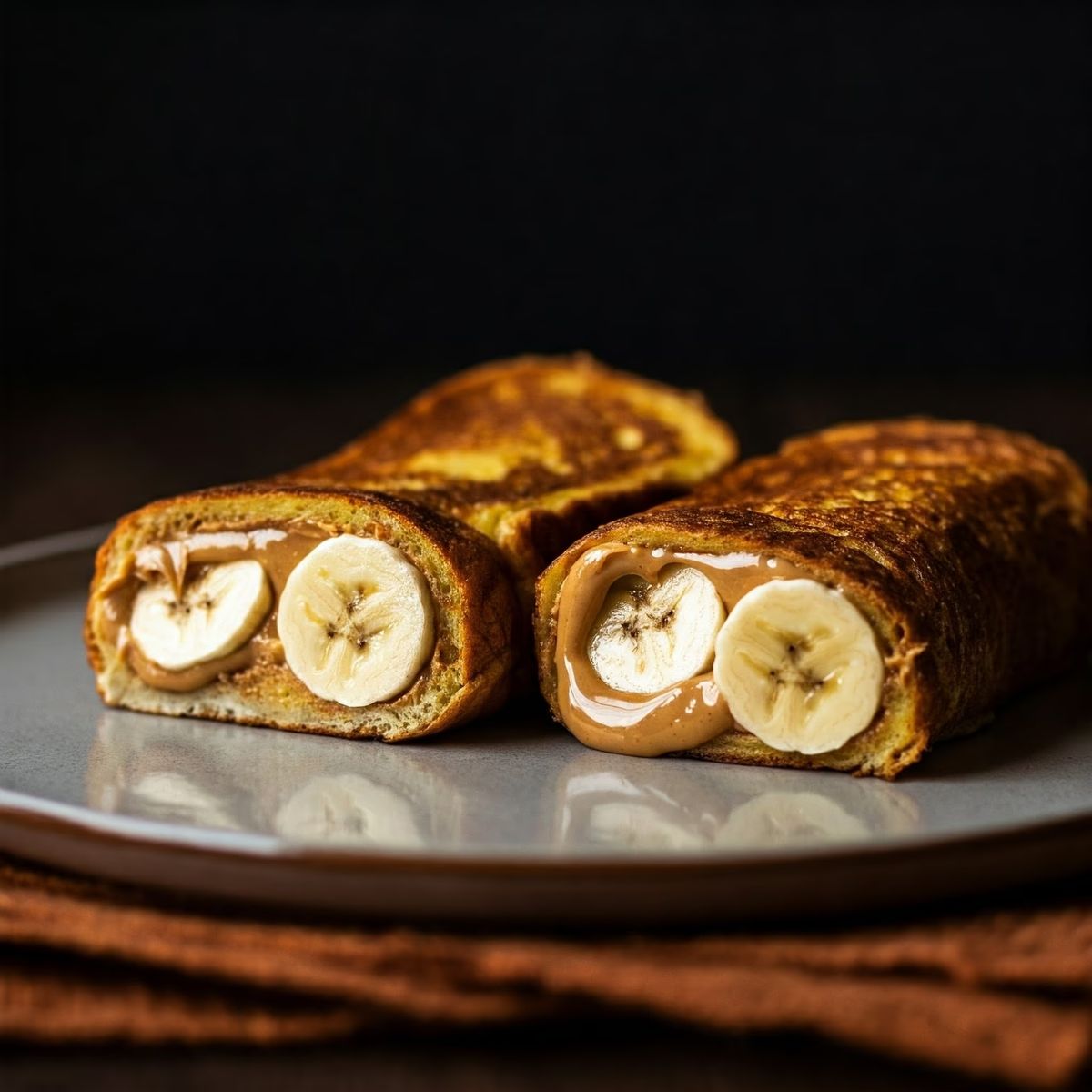 Banana Peanut Butter French Toast Roll-Up recipe - American easy difficulty dish