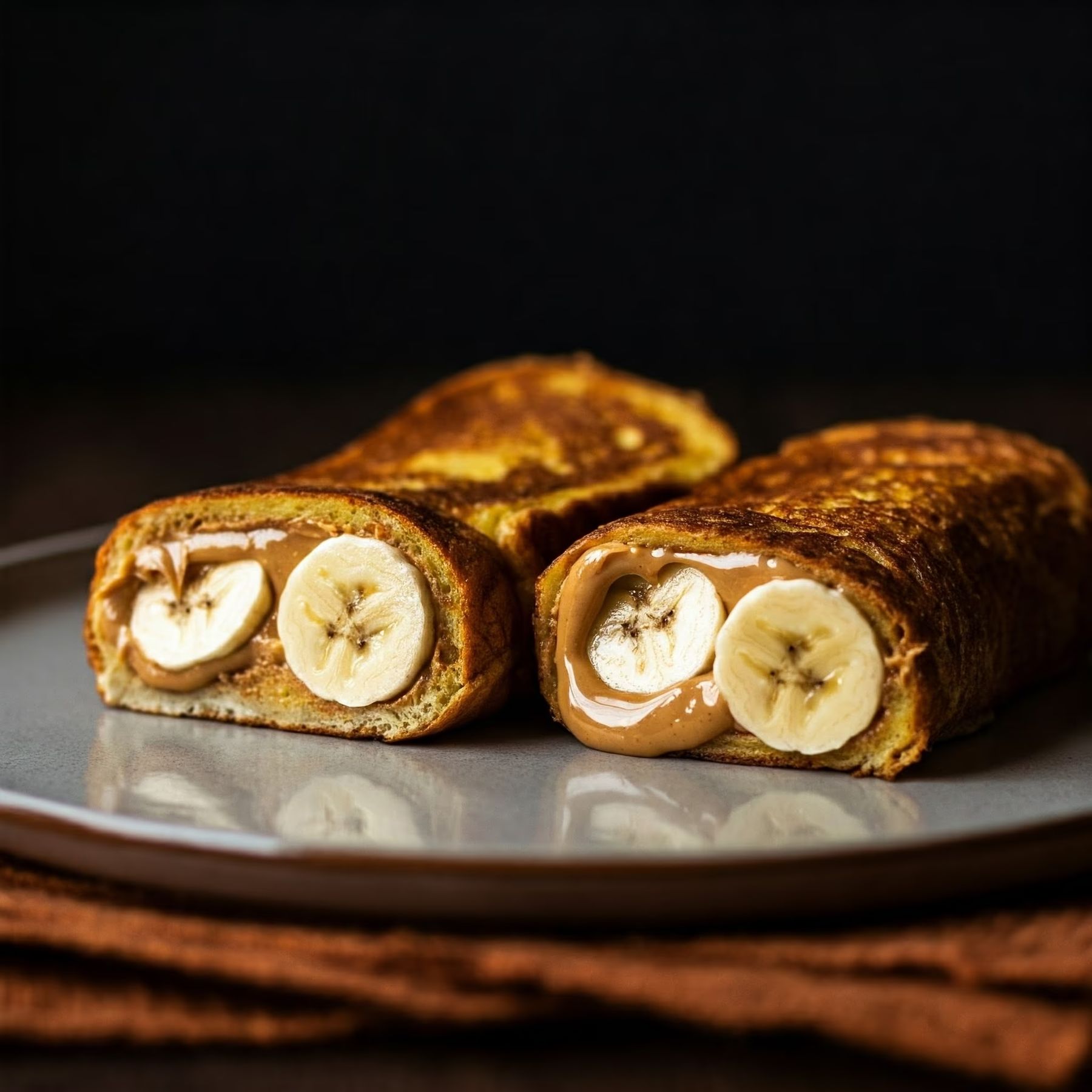 Banana Peanut Butter French Toast Roll-Up recipe - delicious easy difficulty in Breakfast, Bread category