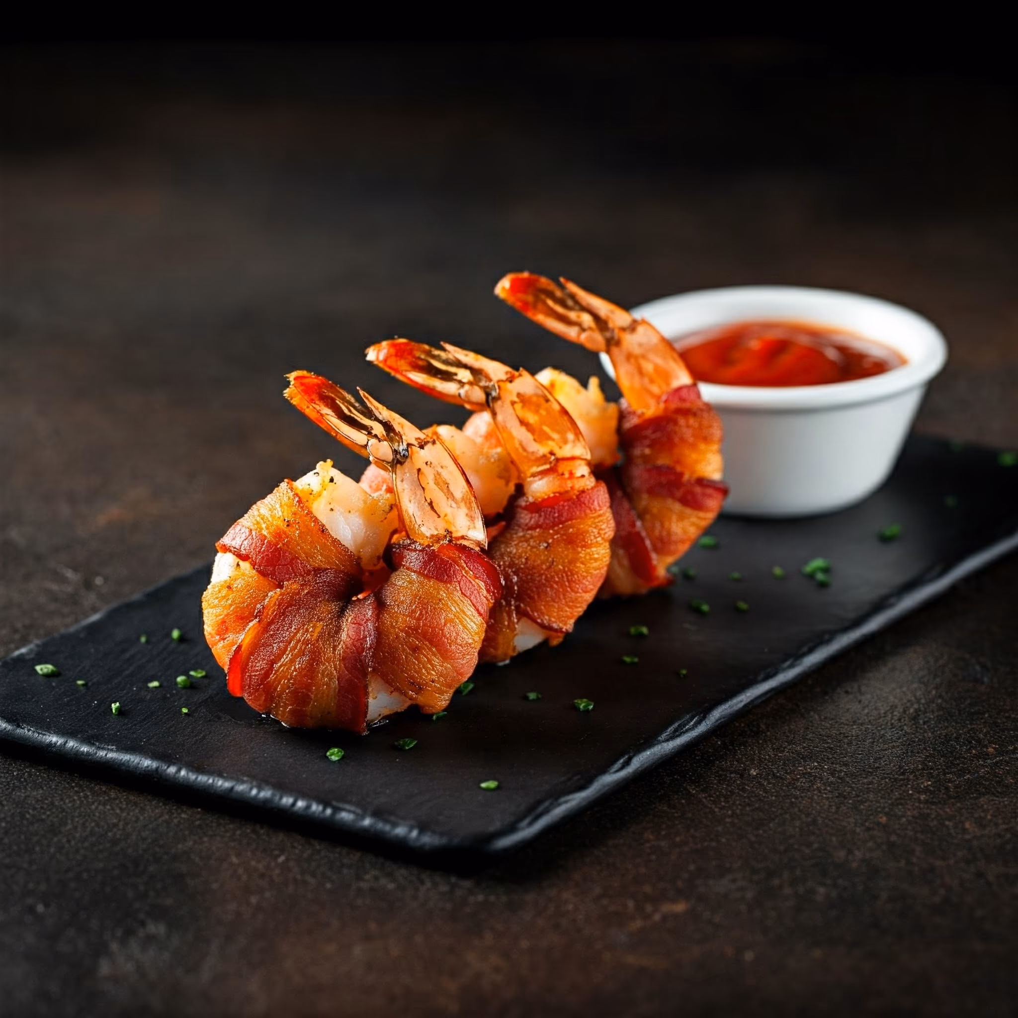Bacon-Wrapped Shrimp with Cocktail Sauce recipe - American easy difficulty in Appetizers, Seafood, Bacon category