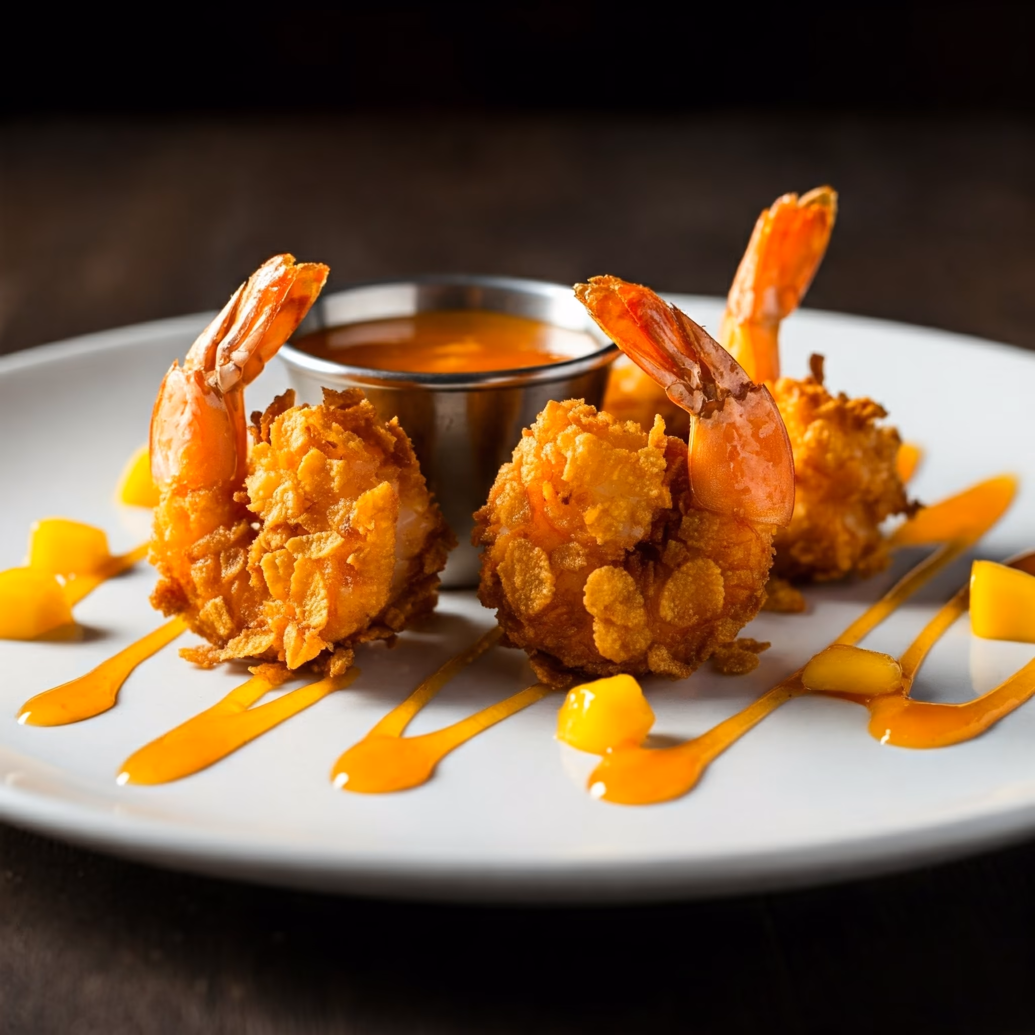Cornflake Coconut Shrimp with Sweet and Spicy Mango Dipping Sauc recipe - delicious easy difficulty in Appetizers, Seafood category