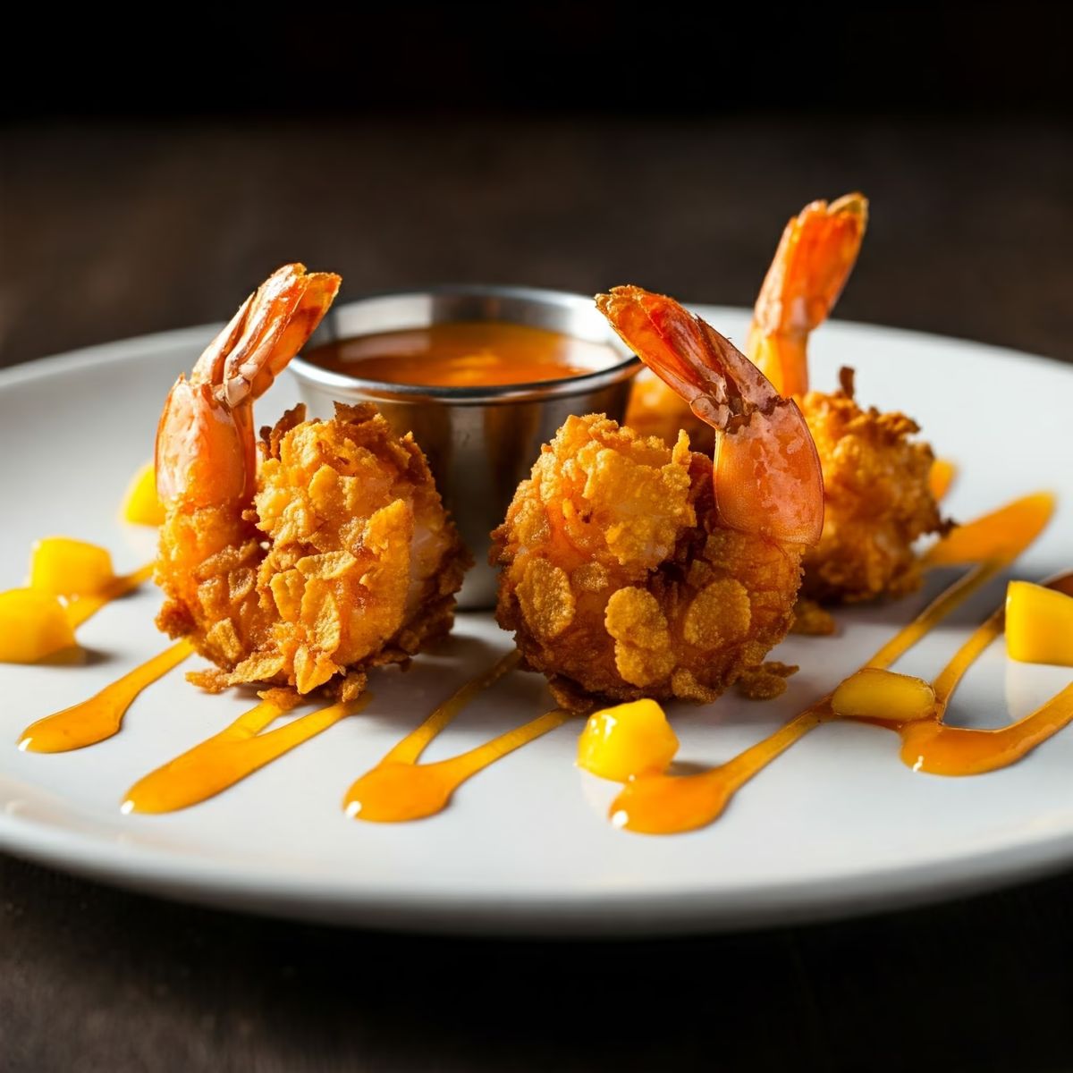 Cornflake Coconut Shrimp with Sweet and Spicy Mango Dipping Sauc recipe - American easy difficulty dish