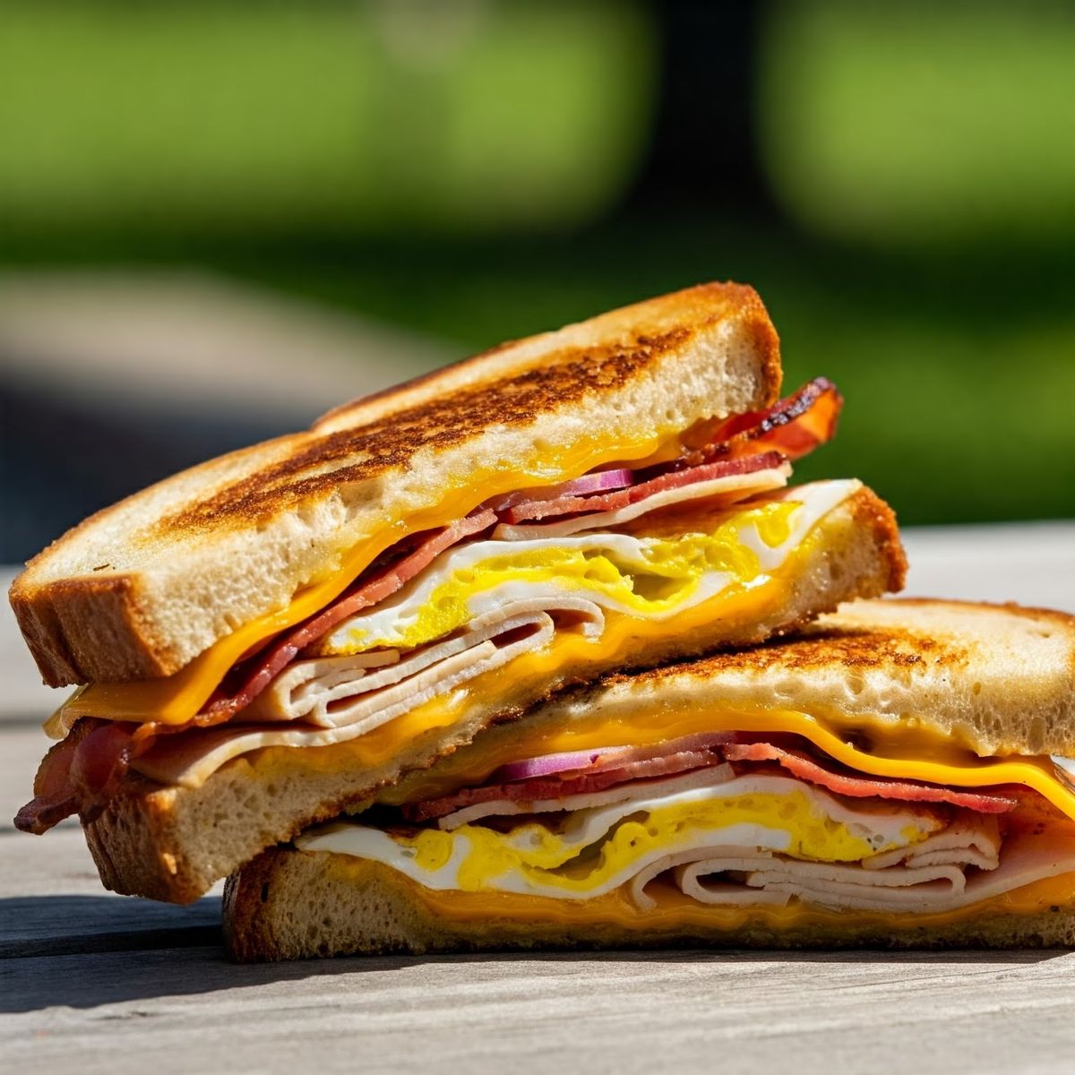 Outside Egg Turkey Bacon Grilled Sandwich recipe - American easy difficulty dish