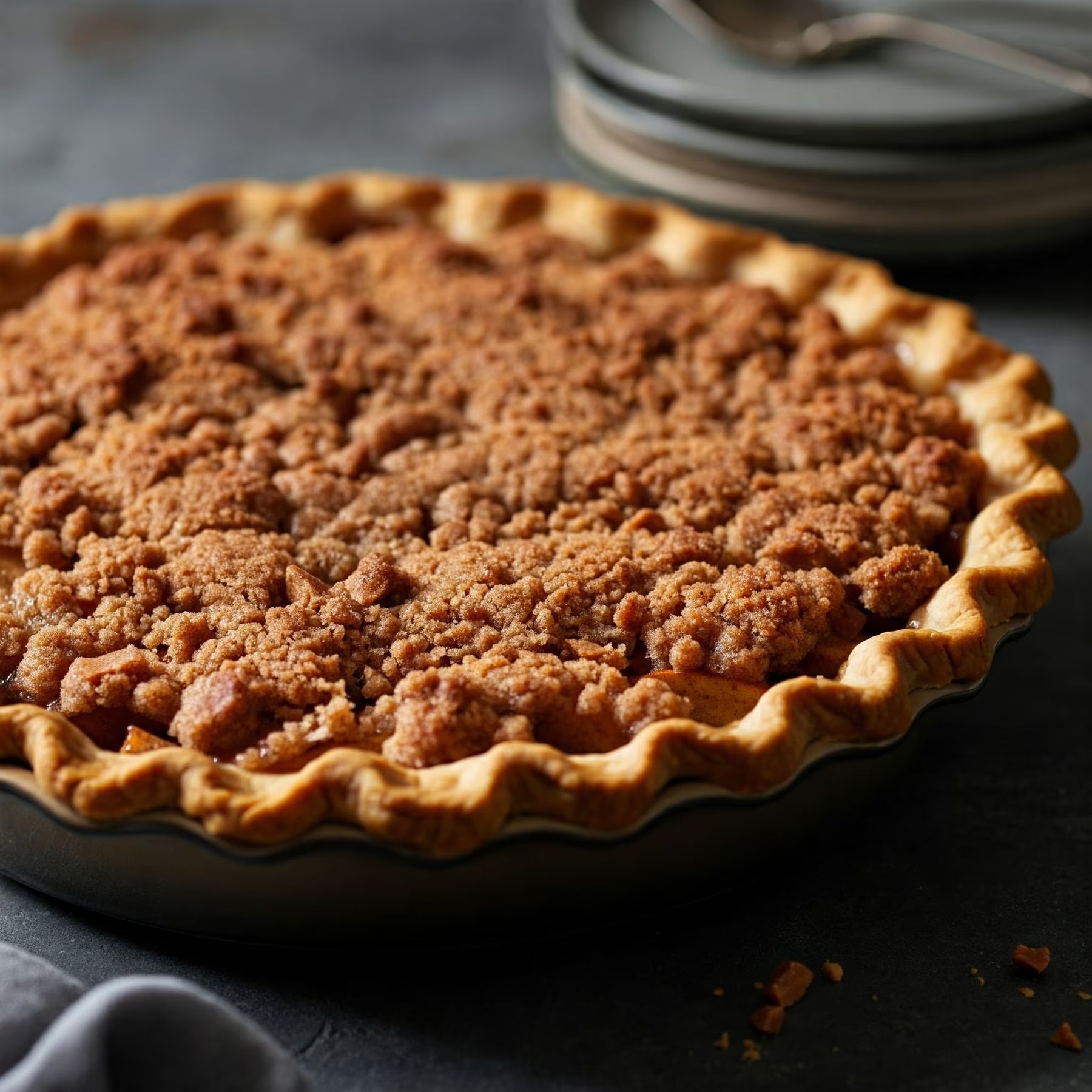 Deep Dish Dutch Apple Pie with Peanut Butter Streusel recipe - delicious easy difficulty in Desserts, Baking category