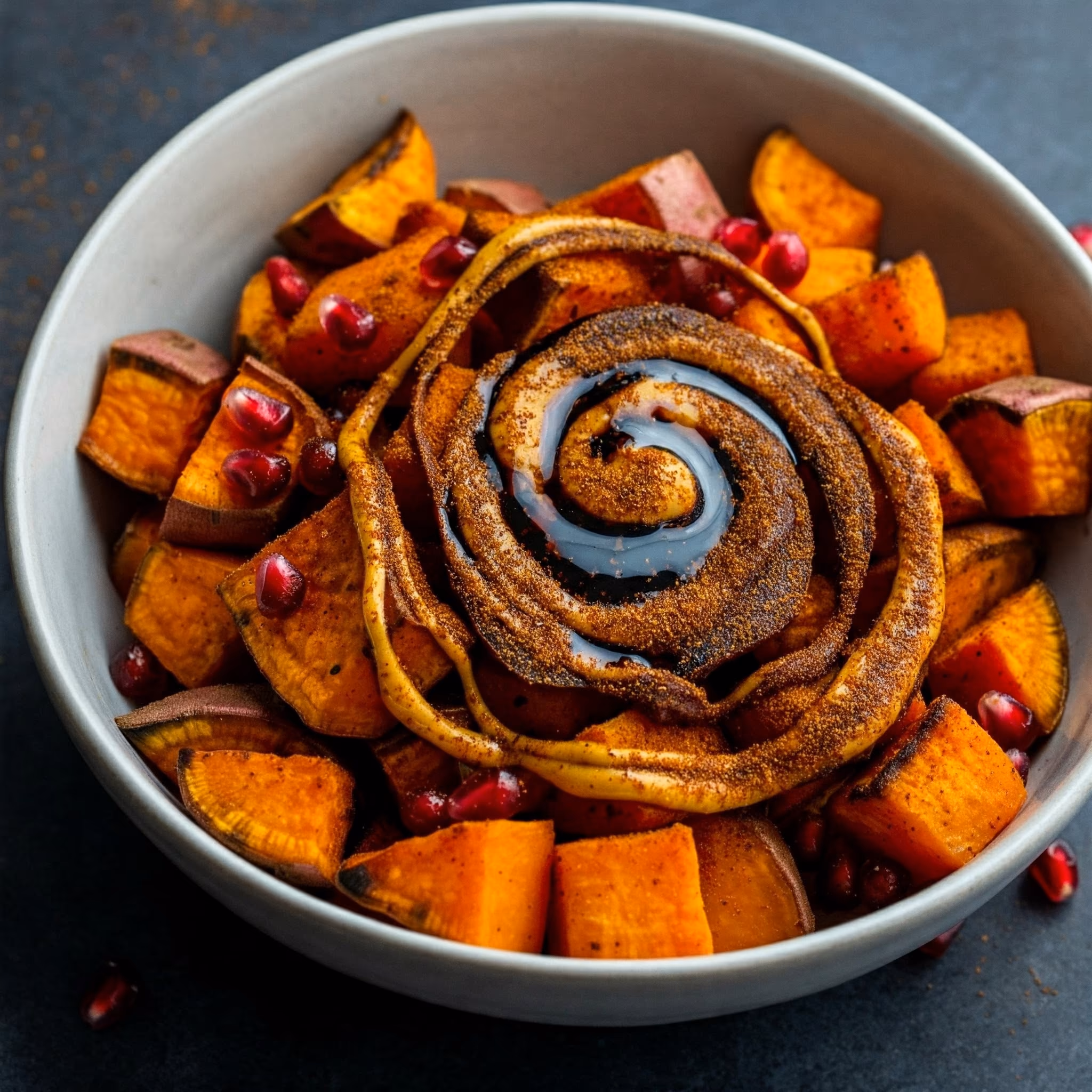 Roasted Sweet Potatoes with Spiced Pomegranate Molasses recipe - American easy difficulty in Side Dishes, Holiday Recipes, Vegetables category