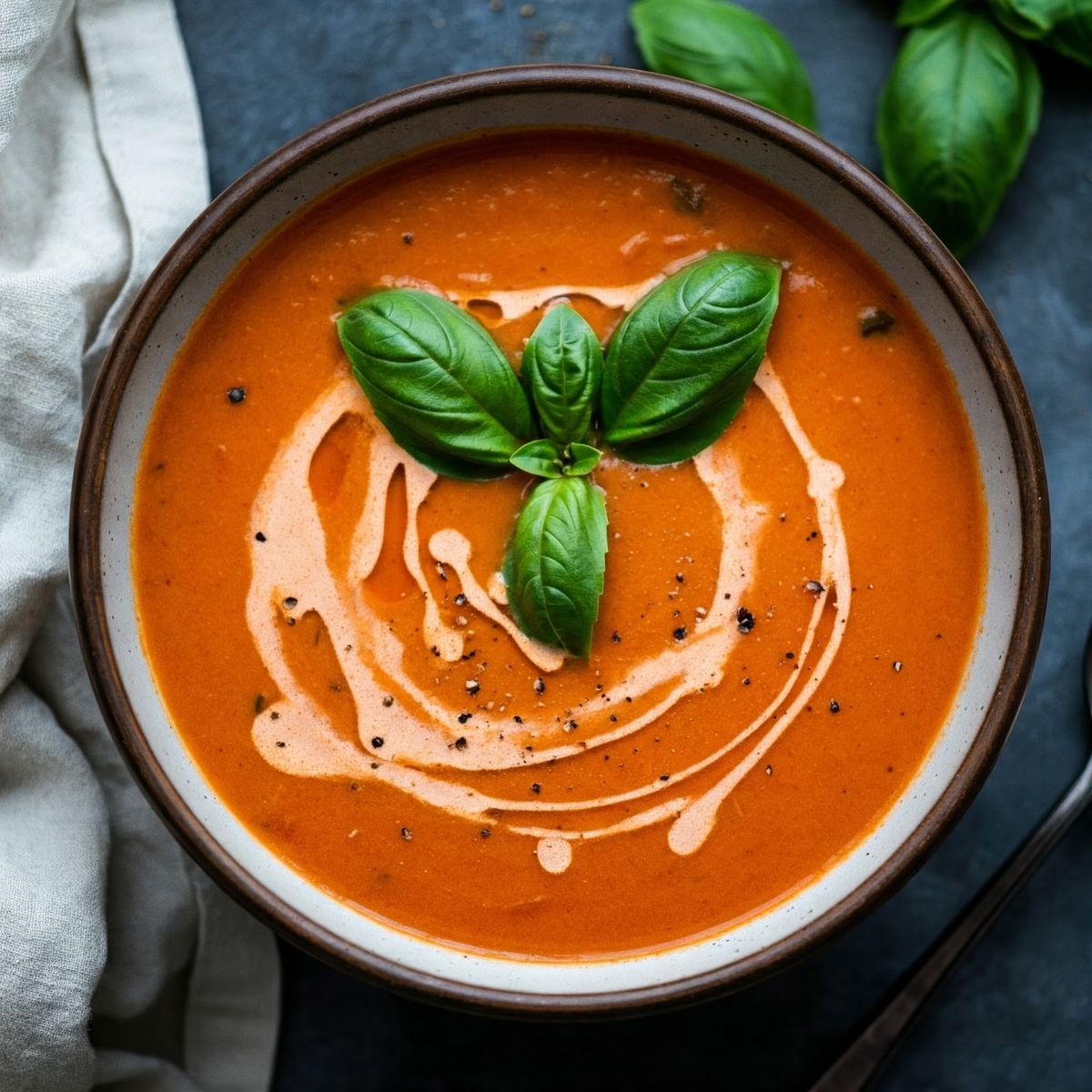 Vegan Creamy Basil Tomato Soup recipe - American easy difficulty dish