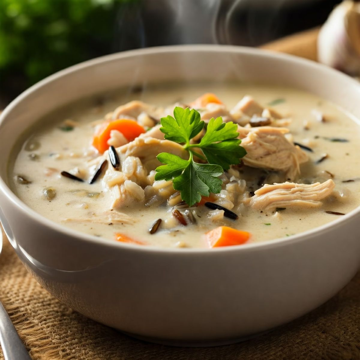 Creamy Chicken and Wild Rice Soup recipe - American easy difficulty dish