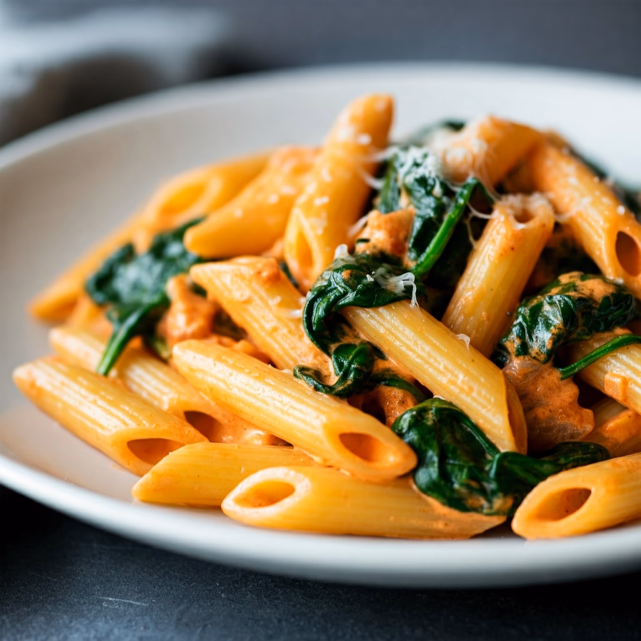 Penne and Spinach a La Vodka recipe - delicious easy difficulty in Main Dishes, Pasta category