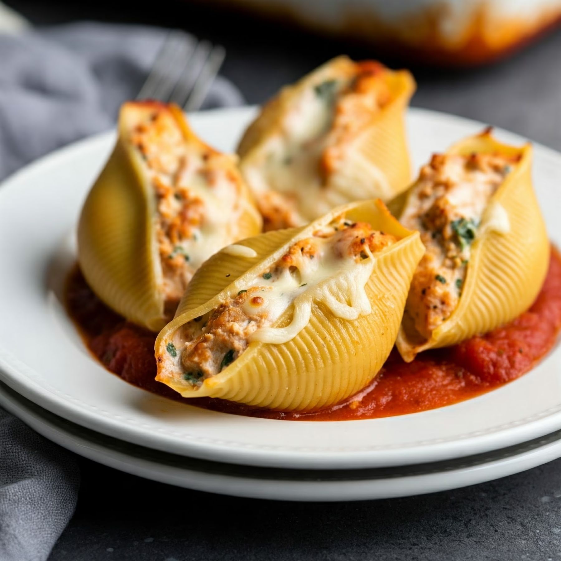 Chicken Parm Stuffed Shells recipe - American easy difficulty in Main Dishes, Casseroles, Chicken category