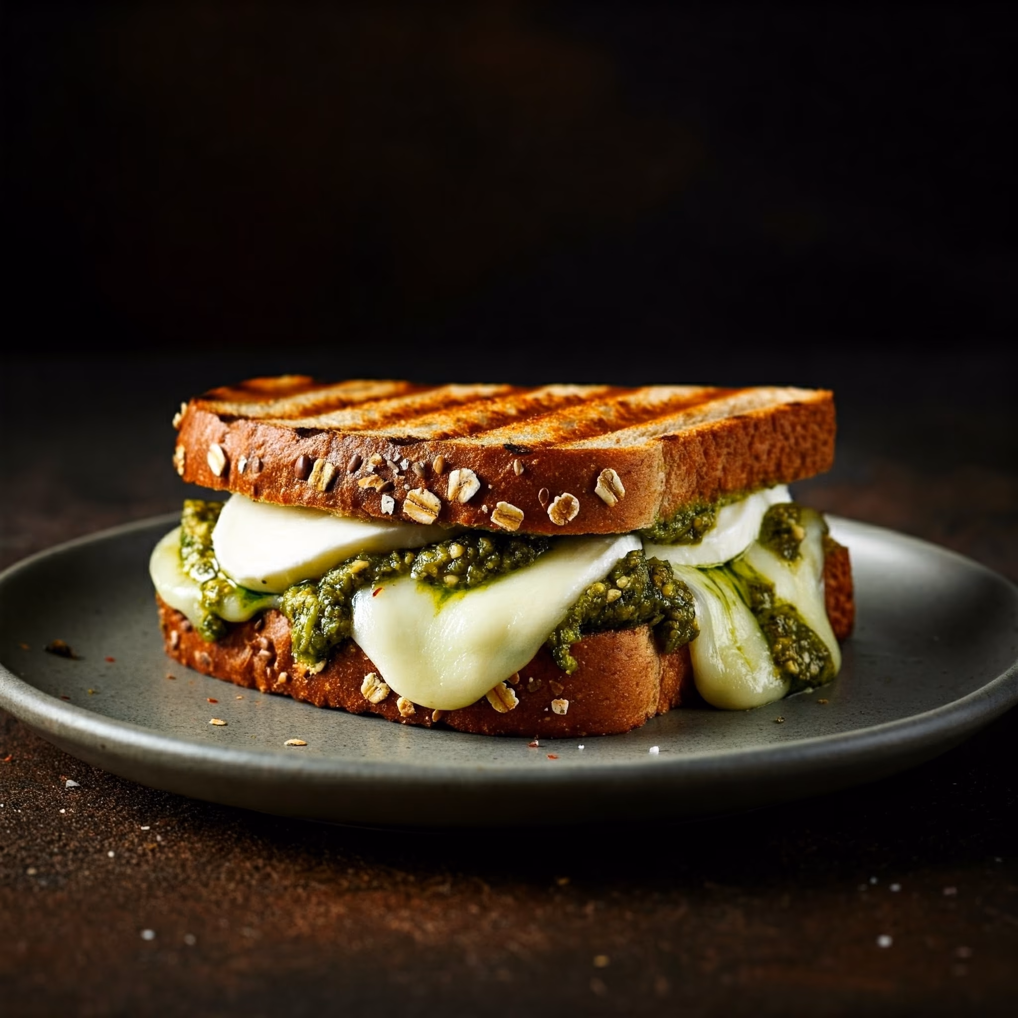Grilled Pesto & Mozzarella Cheese Sandwich recipe - Italian easy difficulty in Lunch, Sandwiches category