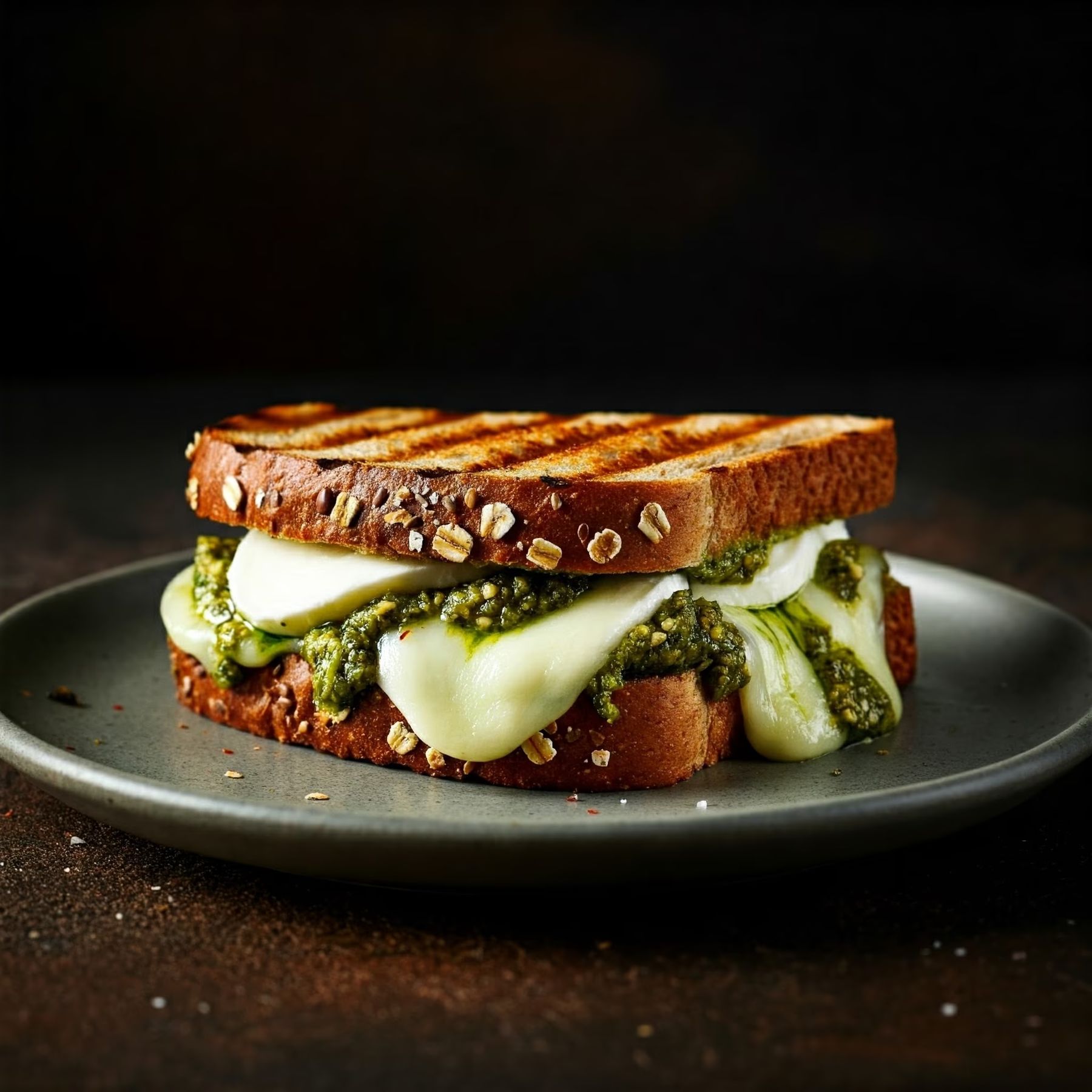 Grilled Pesto & Mozzarella Cheese Sandwich recipe - Italian easy difficulty in Lunch, Sandwiches category