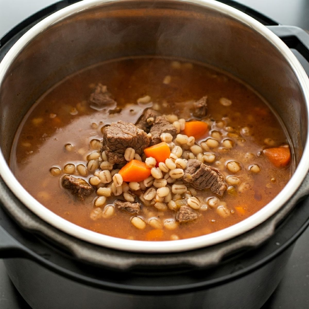 Pressure Cooker Beef Barley Soup recipe - American medium difficulty dish