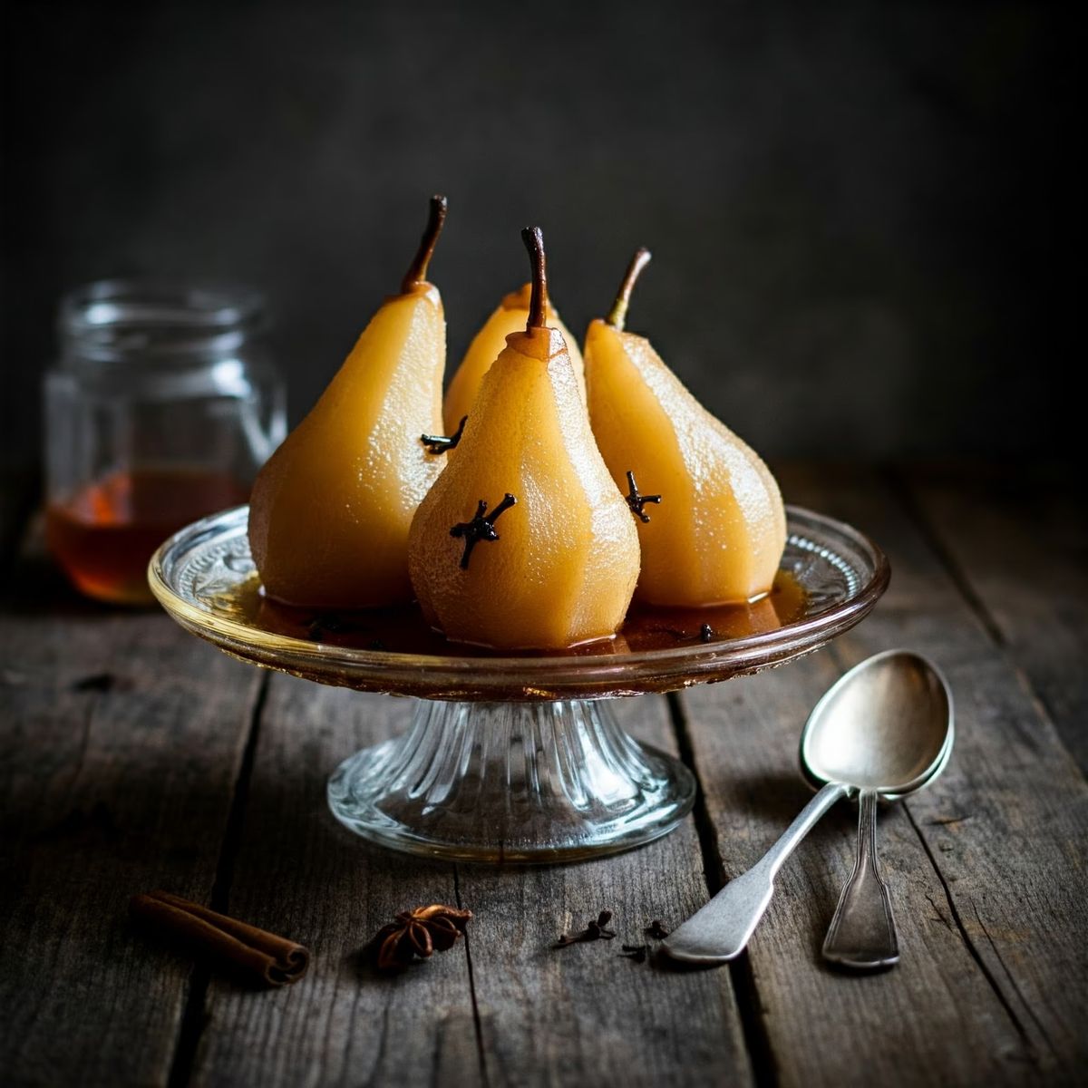 Poached Pears in Spiced Honey Syrup recipe - American easy difficulty dish