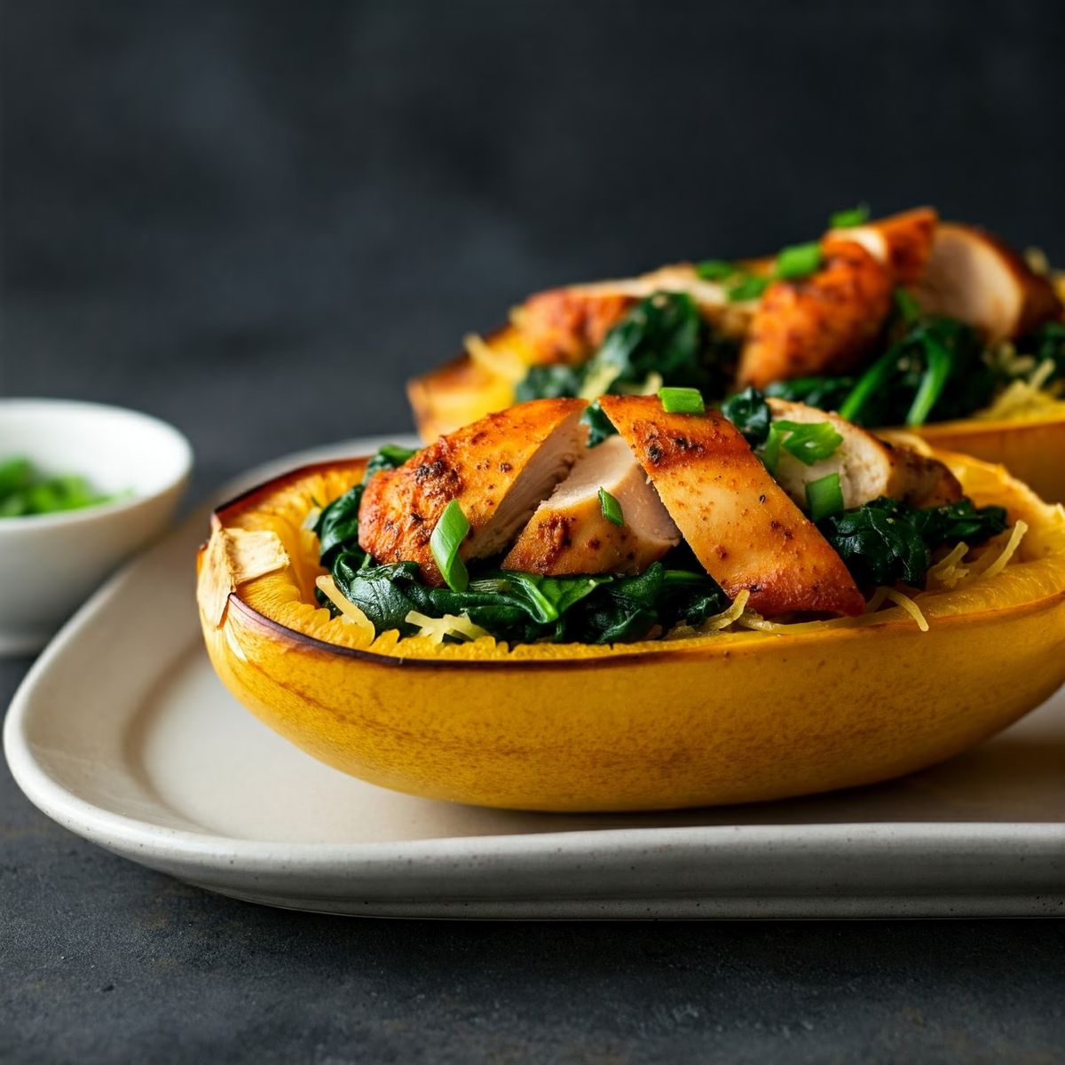 Spaghetti Squash Boats with Chicken recipe - American easy difficulty dish