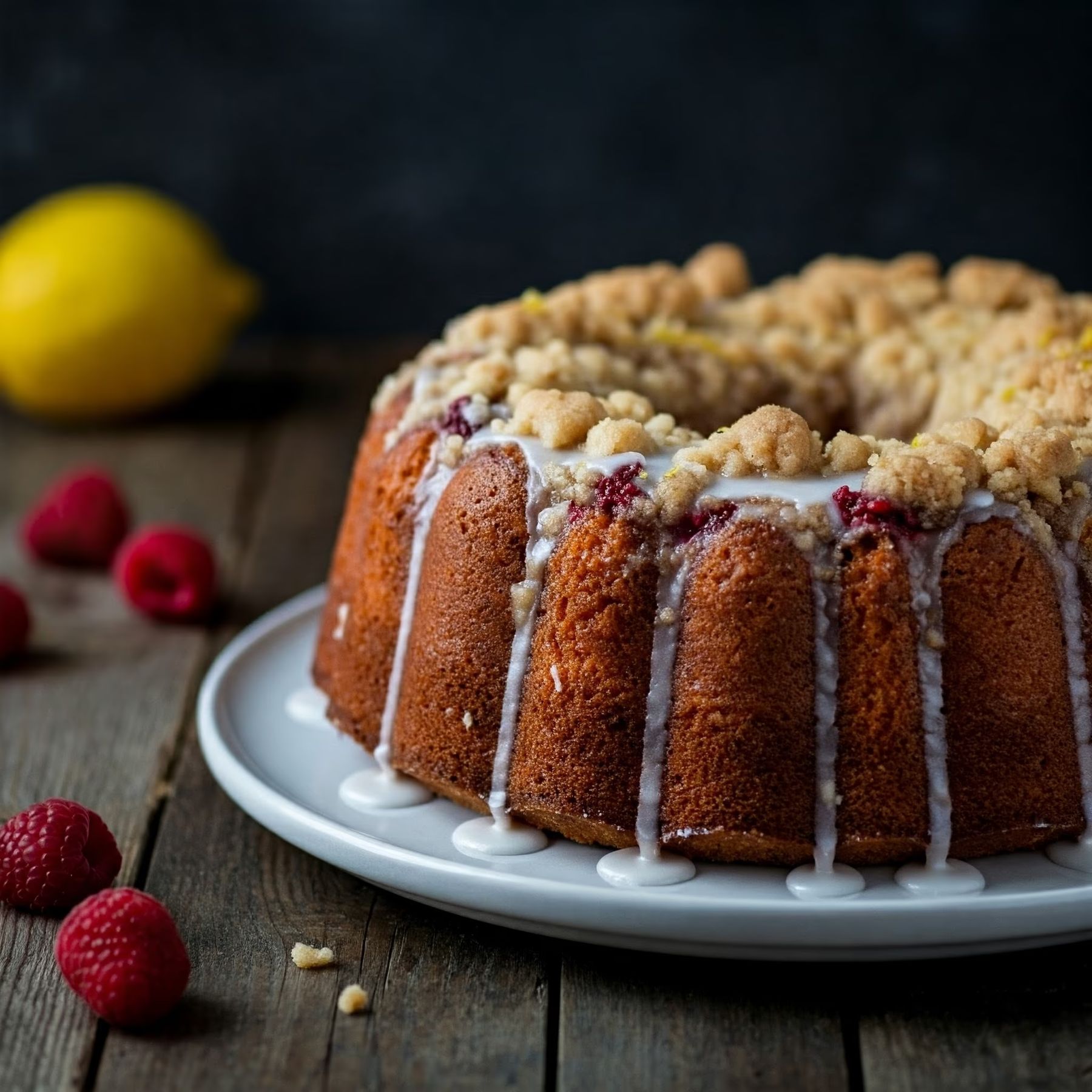 Lemon Raspberry Cake with Crumb Topping recipe - delicious easy difficulty in Holiday Sweets, Baking, Cake category