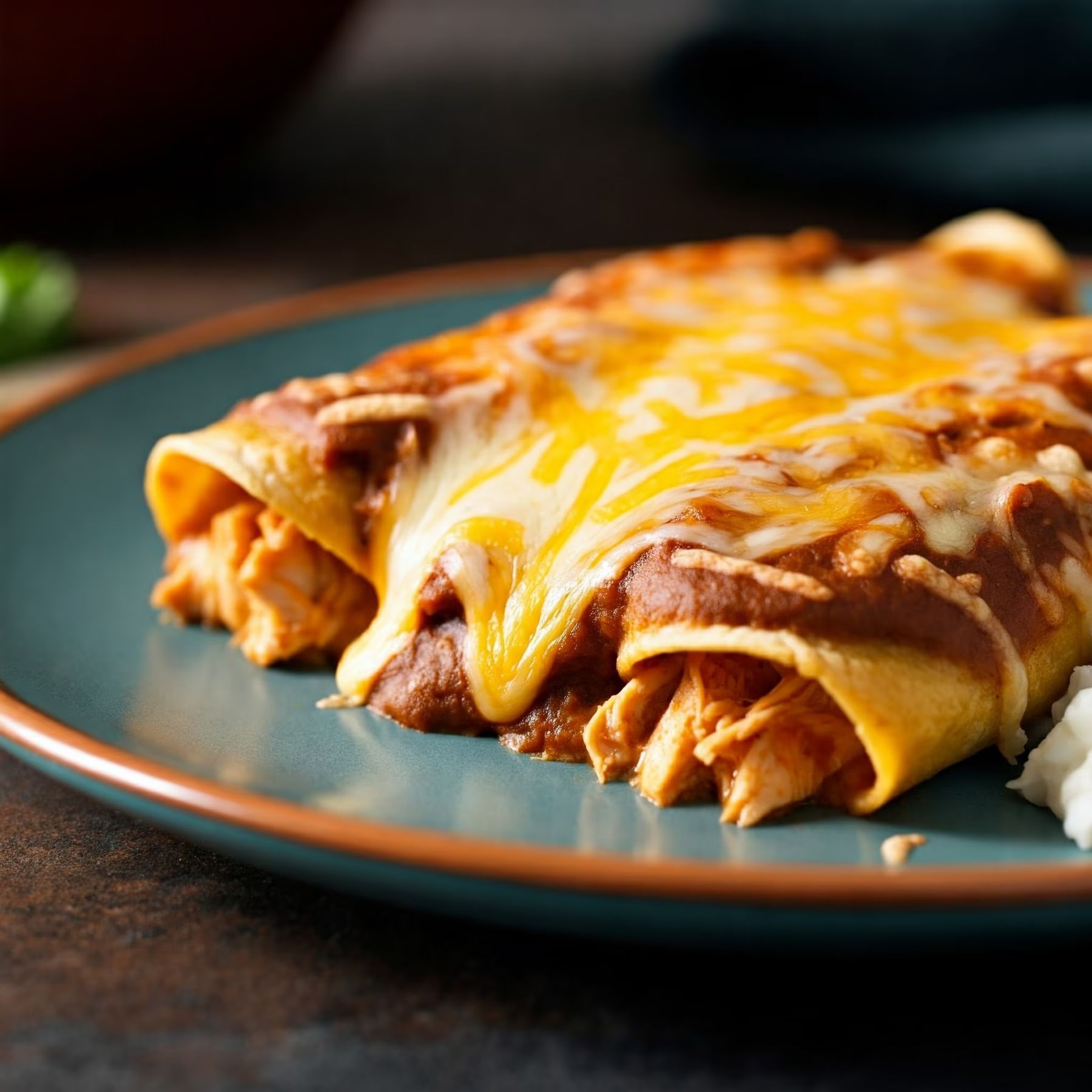 Cheesy Chicken Enchiladas recipe - delicious easy difficulty in Main Dishes, Cheese Dishes, Chicken category