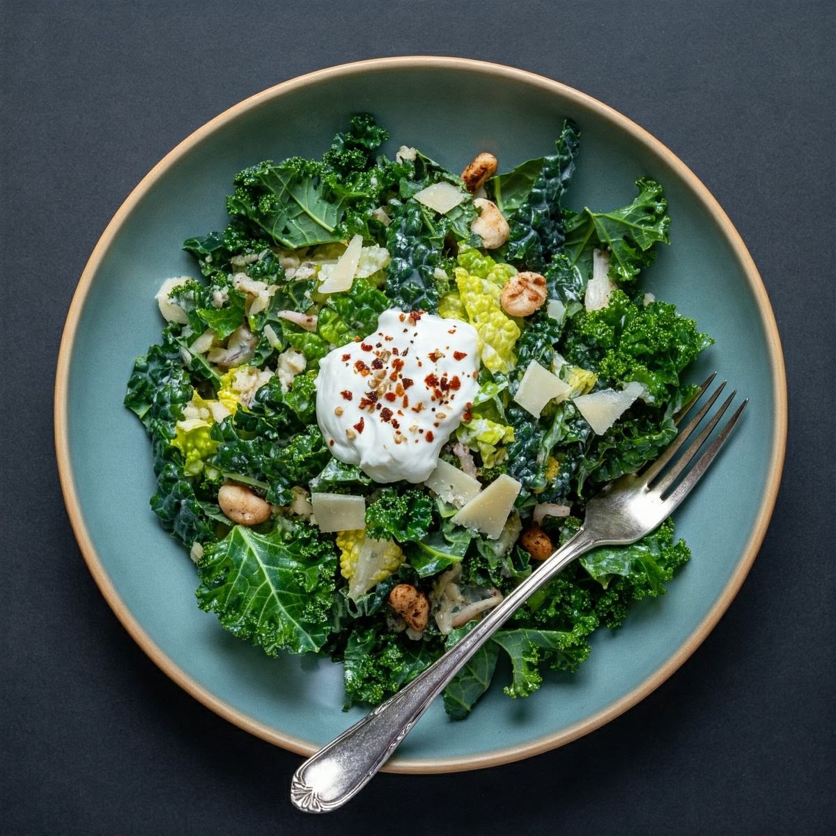 Kale-Romaine Caesar Salad recipe - American easy difficulty dish