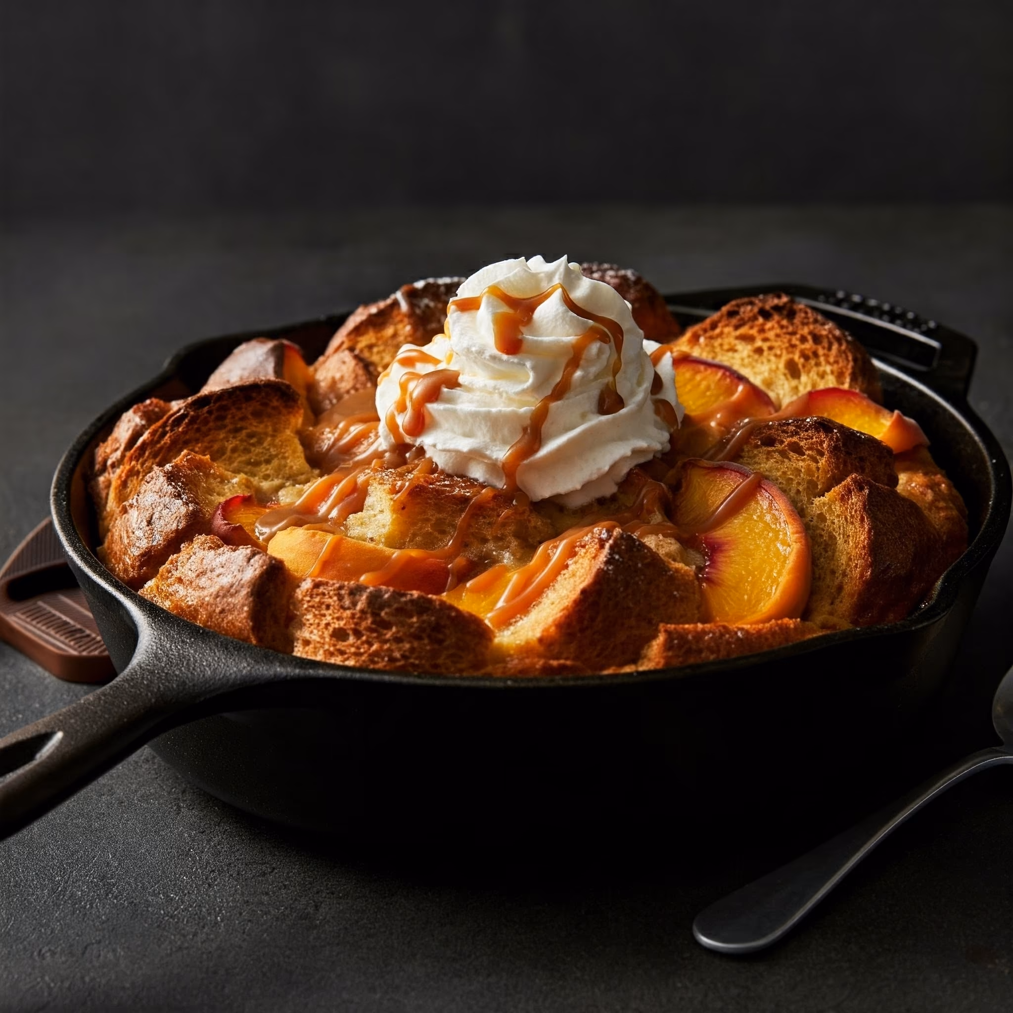 Peaches & Cream Bread Pudding recipe - delicious easy difficulty in Desserts, Bread category