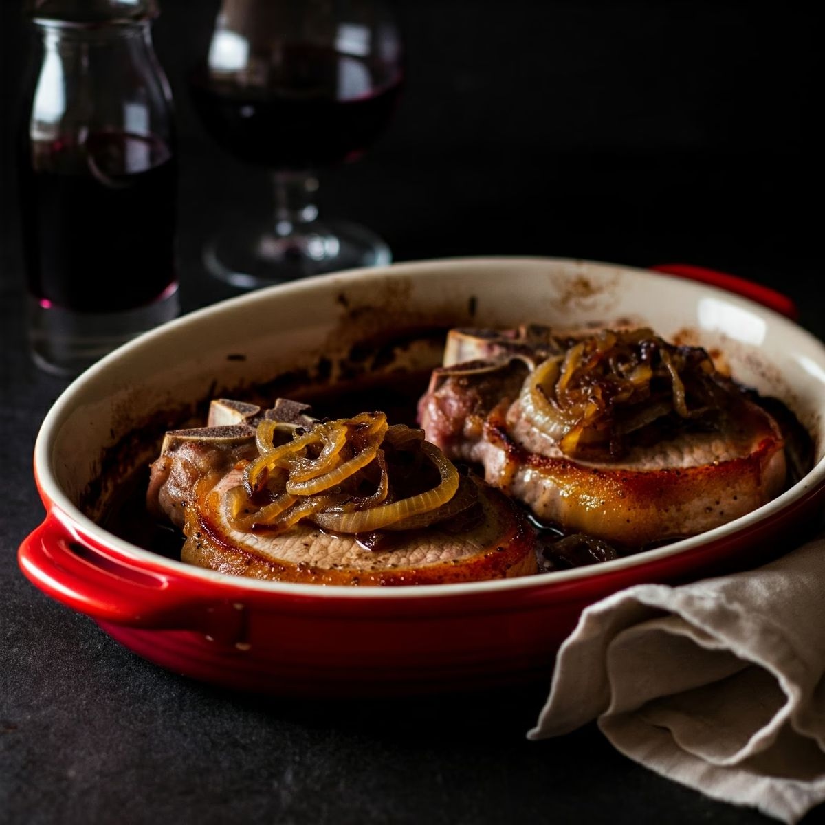 Pork Chops Baked with Wine recipe - American easy difficulty dish