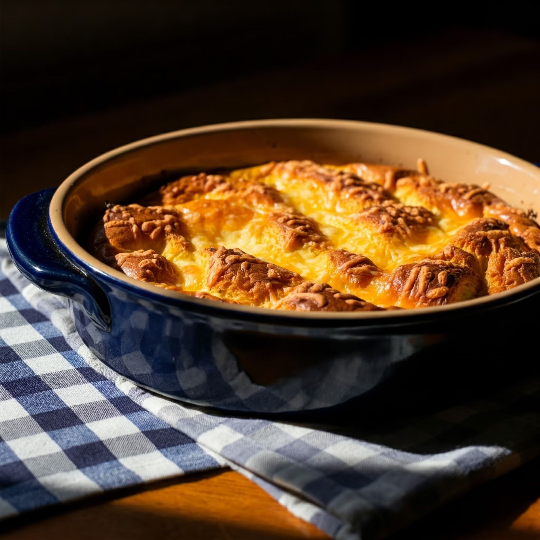 Three Cheese Breakfast Strata recipe - American easy difficulty in Brunch, Breakfast, Eggs category