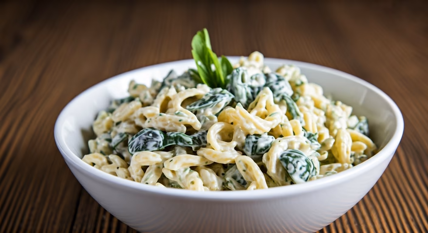 Creamy Spinach Pasta Salad recipe - delicious easy difficulty in Vegetarian, Pasta category