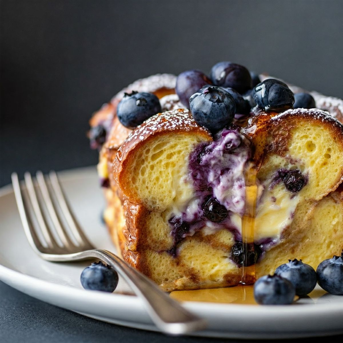 Blueberry Cream Cheese French Toast Casserole recipe - American easy difficulty dish