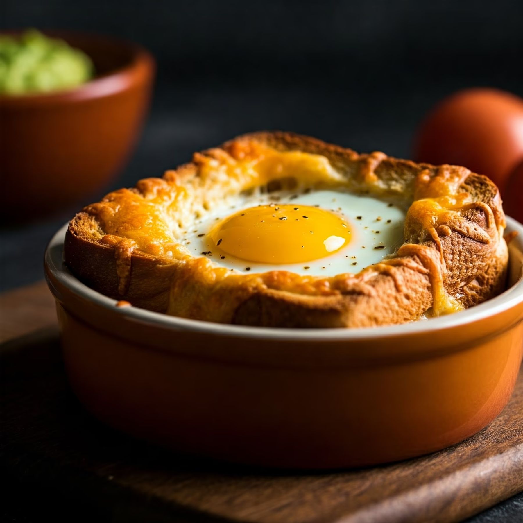 Cheesy-Egg-In-A-Hole Toast Bake recipe - American easy difficulty in Breakfast, Eggs category