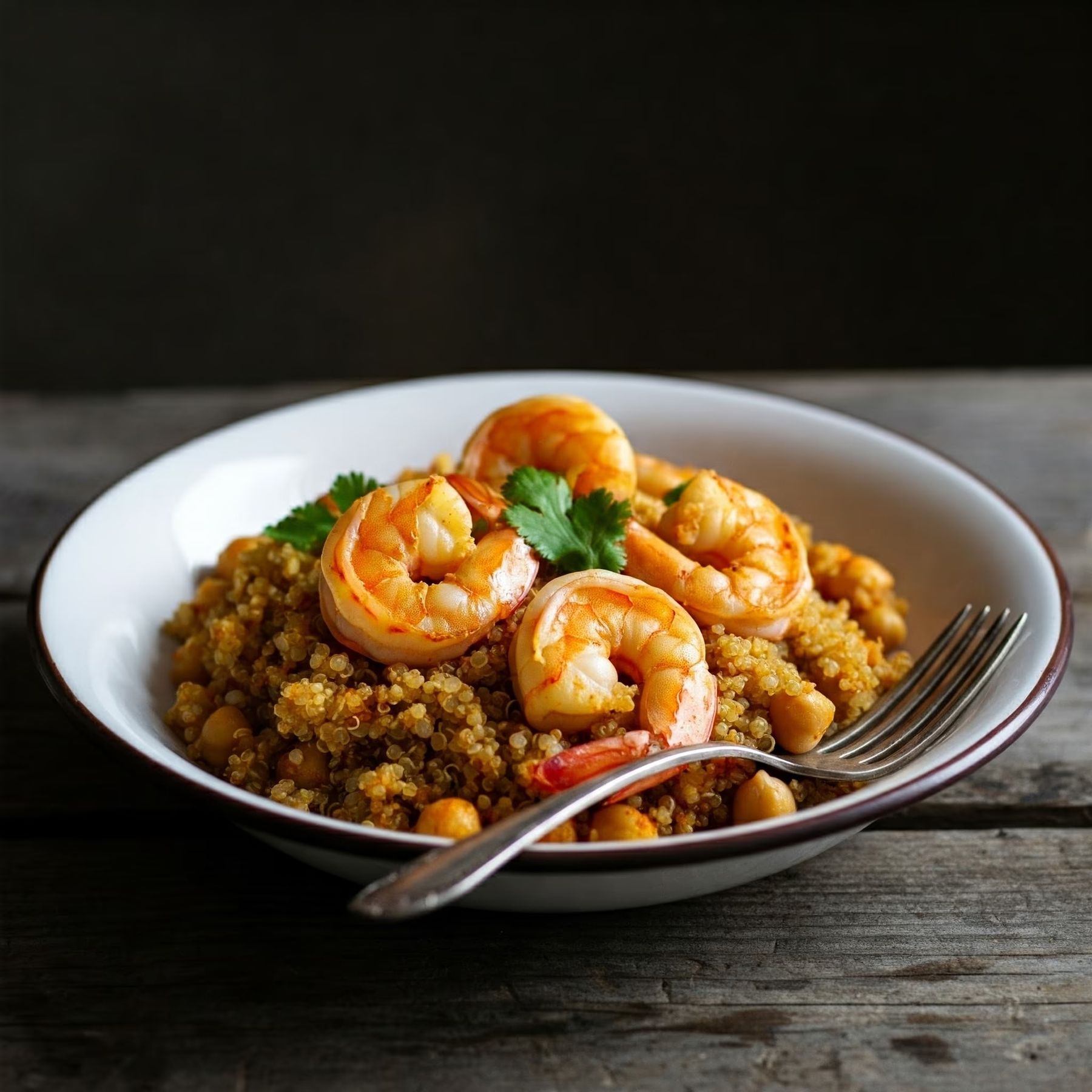 Harissa Quinoa with Shrimp and Chickpeas recipe - delicious medium difficulty in Lunch, Healthy Meals, Seafood category