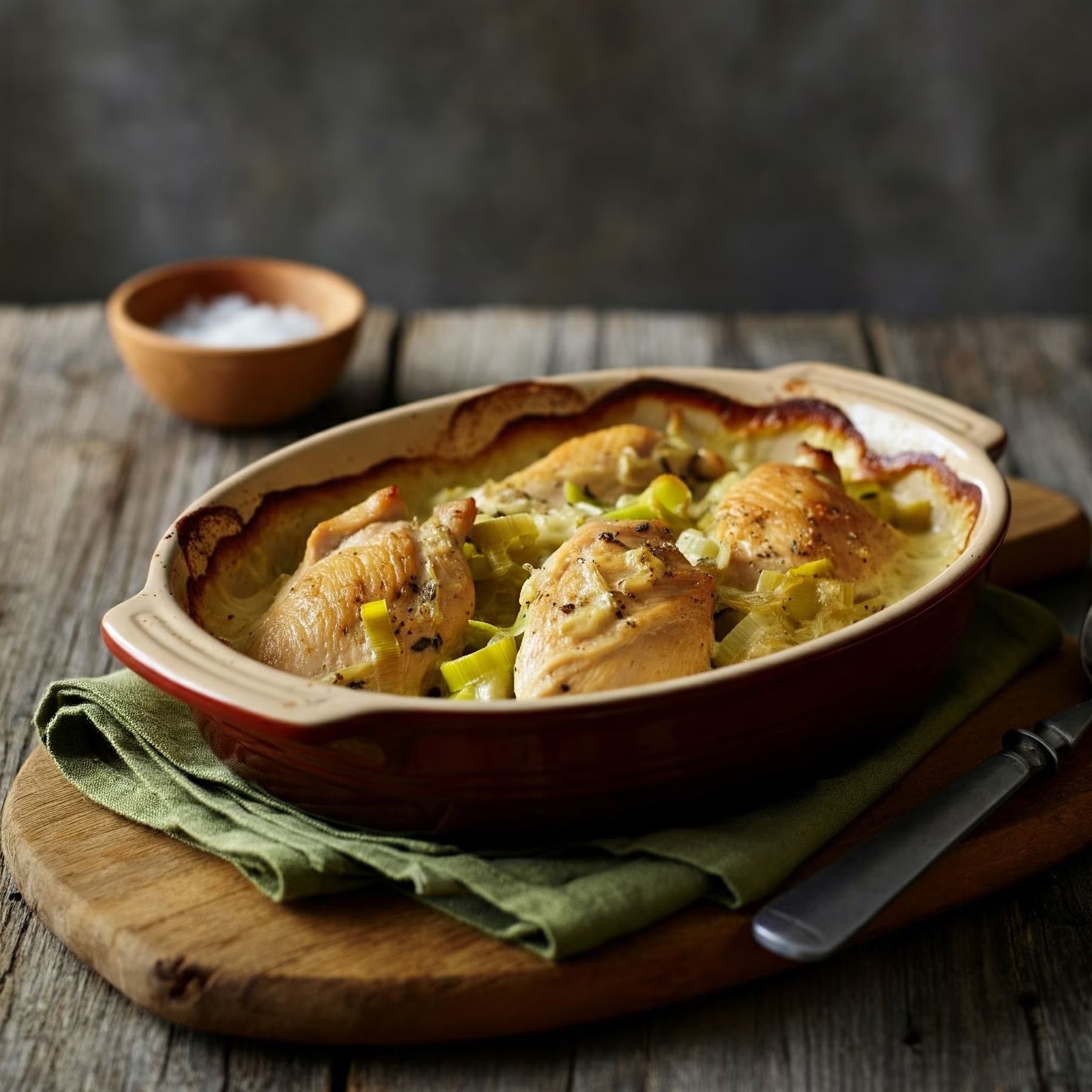 Chicken and Leek Casserole recipe - American medium difficulty in Main Dishes, Casseroles, Chicken category