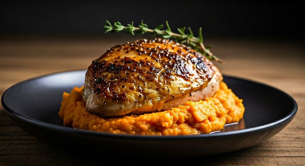 Roasted Chicken Breast with Sweet Potato Mash recipe - American medium difficulty dish