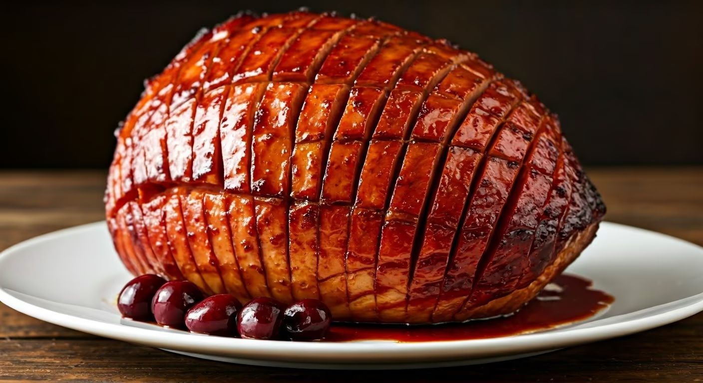 Sweet Cherry Pineapple Glazed Ham recipe - American medium difficulty in Pork category