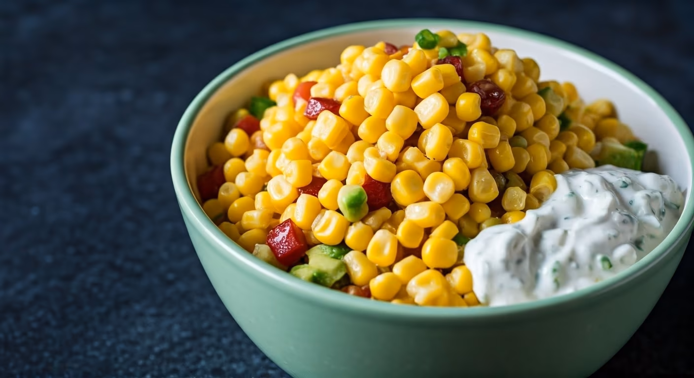 Southwest Corn Salad with Avocado Dressing recipe - Mexican easy difficulty in Vegetarian category