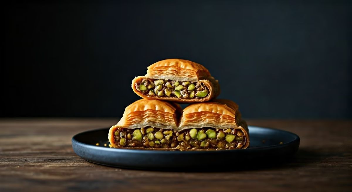 Honey Pistachio Baklava Rolls recipe - Middle Eastern medium difficulty dish