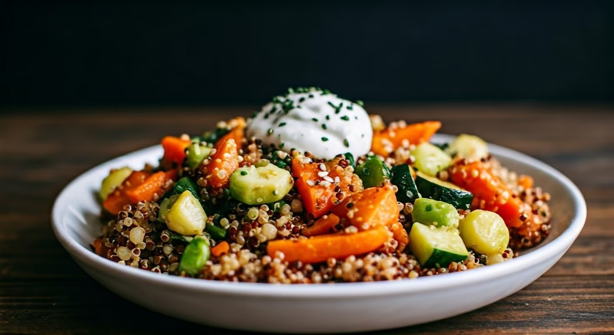 Roasted Vegetable Quinoa Bowl Recipe @ TotallyChefs