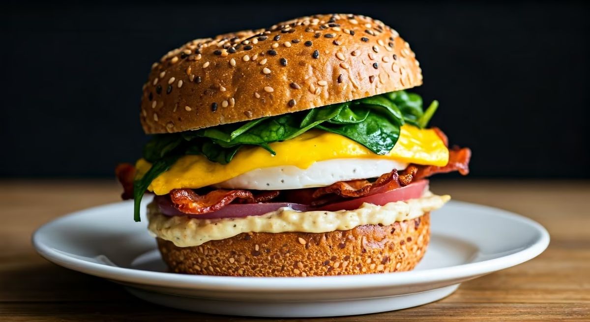 Crispy Spinach Bacon Egg Sandwich recipe - American easy difficulty dish