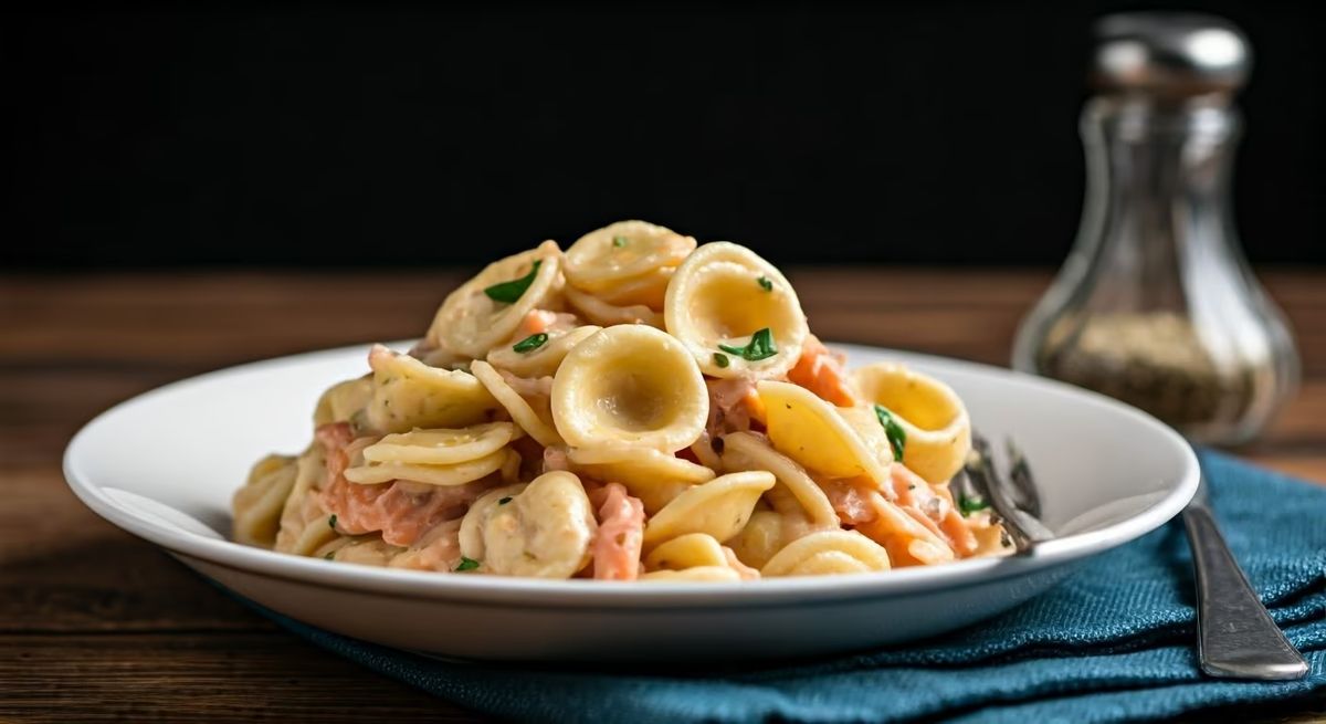 Creamy Orecchiette with Canned Salmon recipe - Italian medium difficulty dish