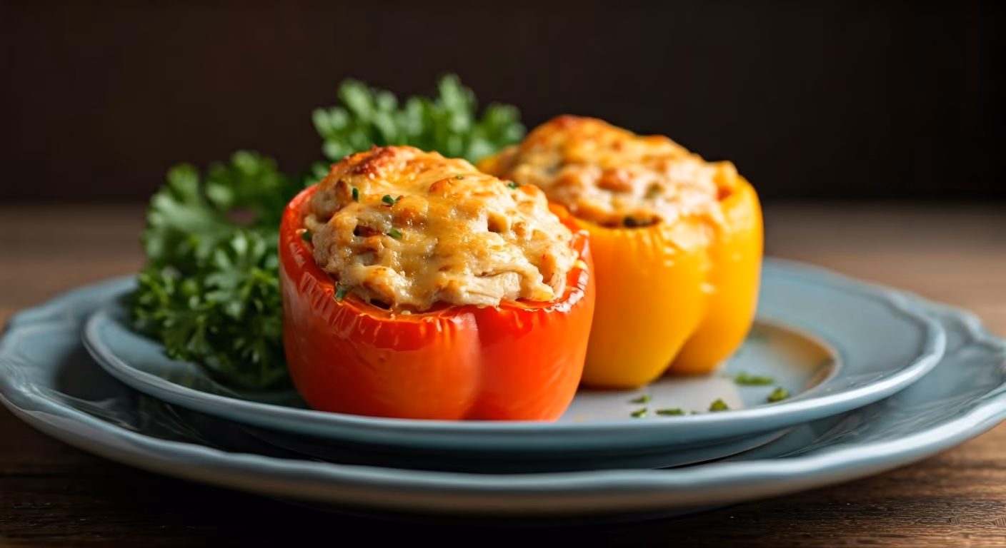 Cheesy Chicken Stuffed Bell Peppers recipe - delicious medium difficulty in Chicken category