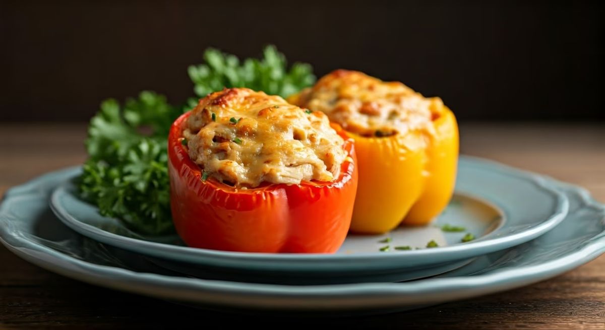 Cheesy Chicken Stuffed Bell Peppers recipe - American medium difficulty dish