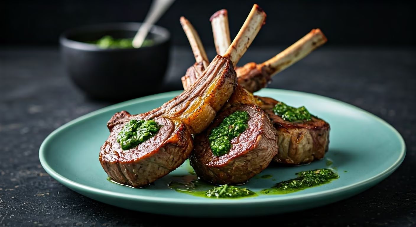 Grilled Lamb Chops with Mint Chimichurri recipe - Mediterranean medium difficulty in Grilling category