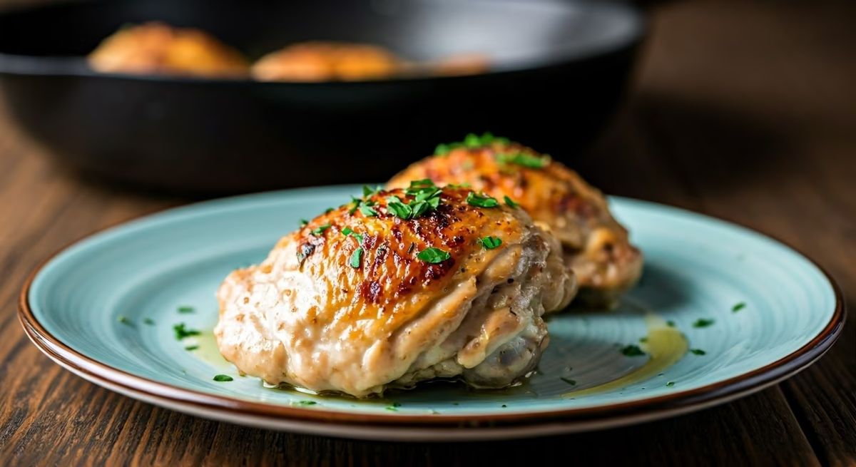 Creamy Garlic Parmesan Chicken Thighs recipe - Italian medium difficulty dish