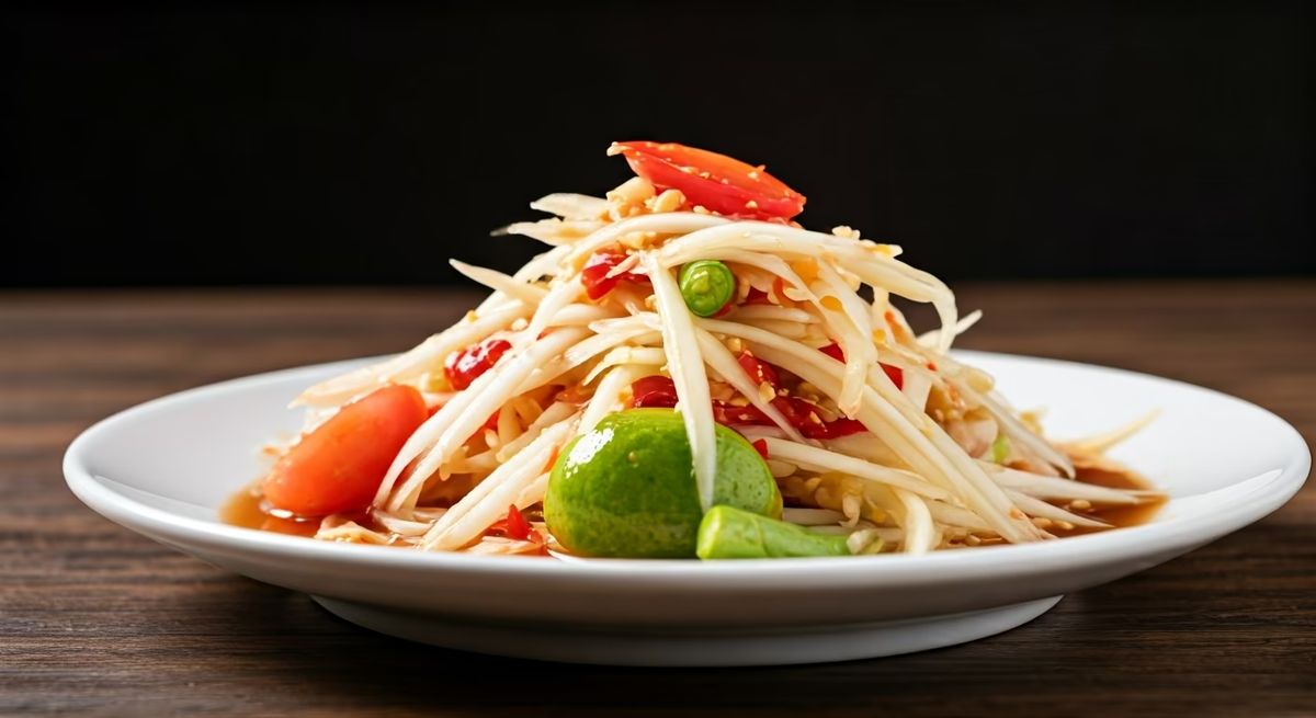 Spicy Papaya Salad with Pepper recipe - Asian easy difficulty dish
