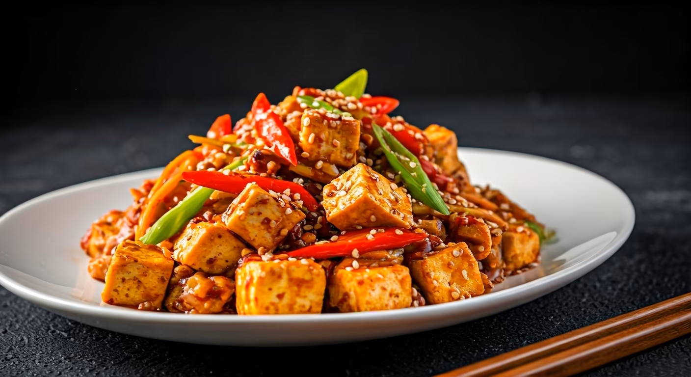 Szechuan Spicy Tofu Stir-Fry recipe - Chinese medium difficulty in Vegetarian category