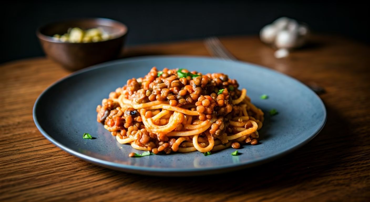 Mushroom Lentil Bolognese recipe - Italian medium difficulty in Vegan, Comfort Food category