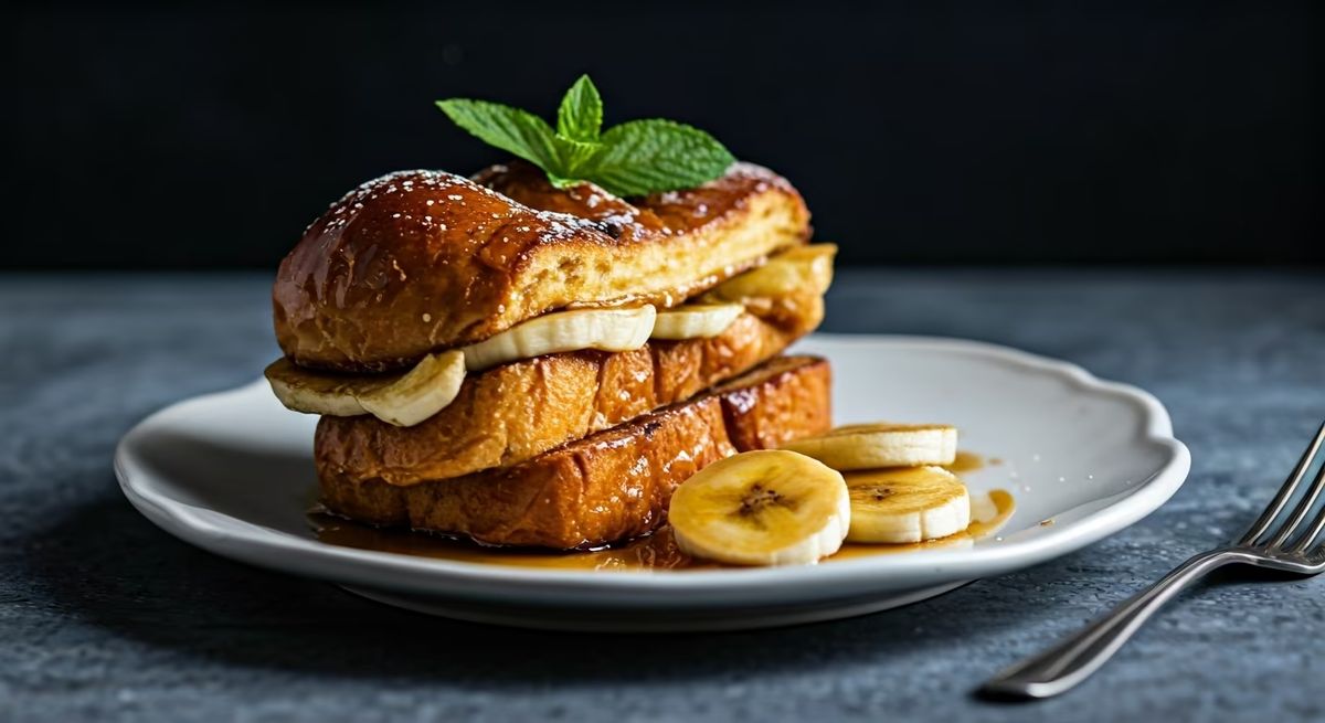 Brioche French Toast with Caramelized Bananas recipe - French easy difficulty dish