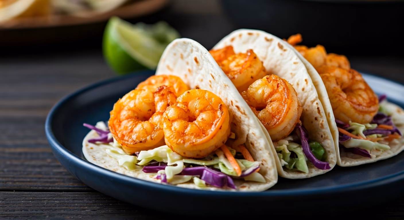 Zesty Shrimp Tacos with Tangy Cabbage Cole Slaw recipe - Mexican medium difficulty in Seafood category