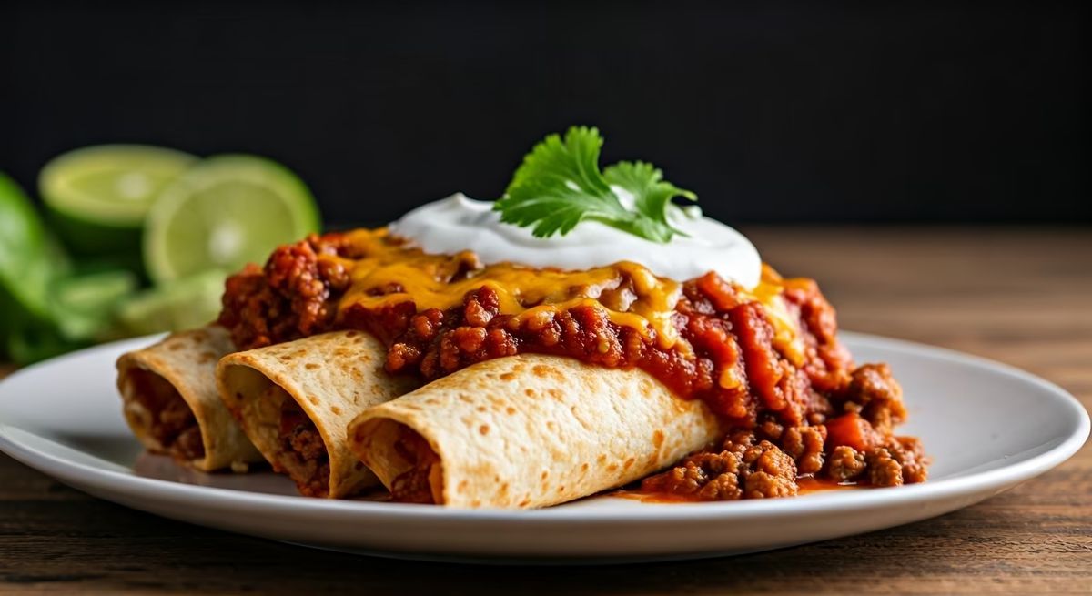 Spicy Beef Enchiladas with Red Sauce recipe - Mexican medium difficulty dish