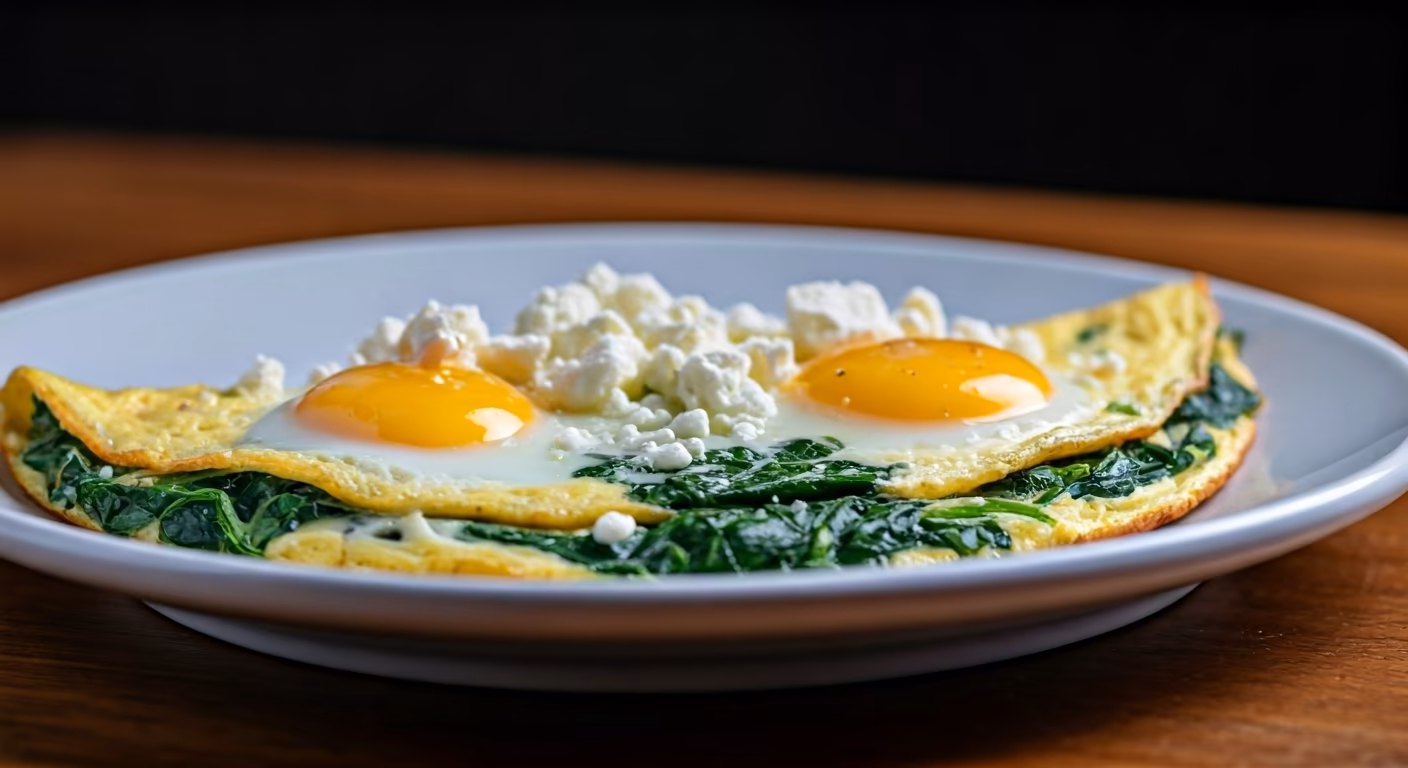 Savory Spinach and Feta Omelette recipe - Mediterranean easy difficulty in Brunch, Breakfast category