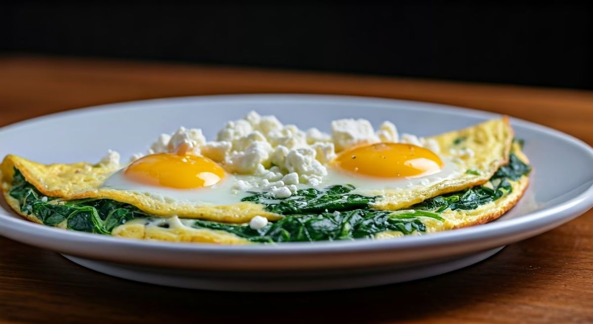 Savory Spinach and Feta Omelette recipe - Mediterranean easy difficulty dish