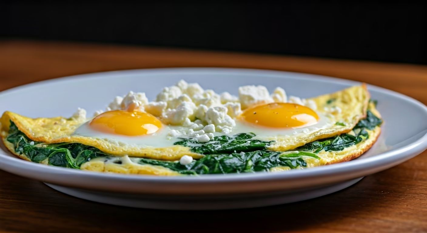 Savory Spinach and Feta Omelette recipe - delicious easy difficulty in Brunch, Breakfast category