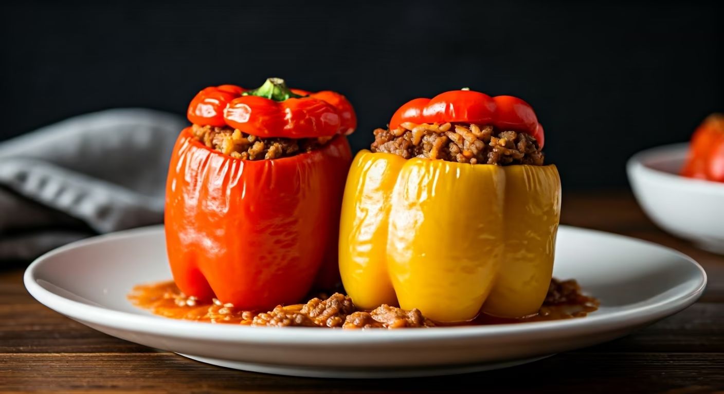 Savory Beef Stuffed Bell Peppers recipe - delicious medium difficulty in Comfort Food category